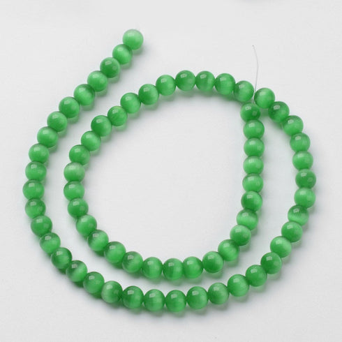 Cat Eye Bead Green Round Beads 6mm