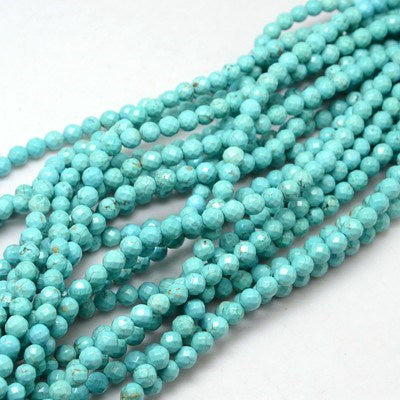 Magnesite (Pale Turquoise) Faceted Round Beads 6mm