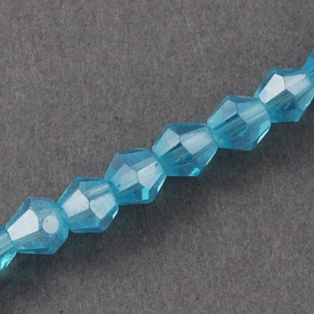 Faceted Glass Bicone Light Blue 3mm