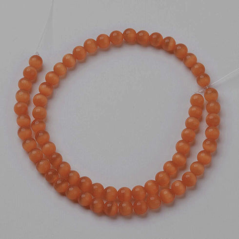 Cat Eye Bead Orange Red Round Beads 6mm