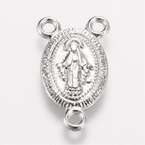 Tibetan Style Rosary Links Silver Color 5pcs