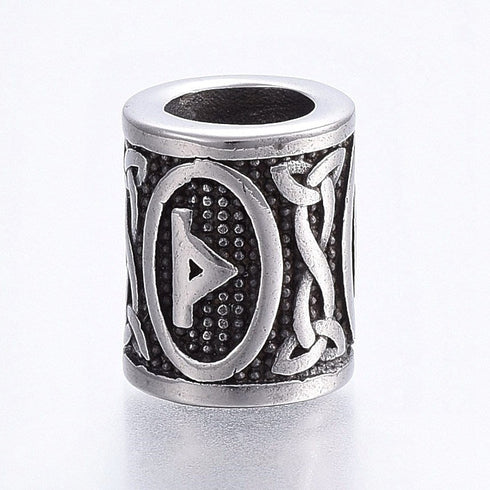 Stainless Viking Runes Hair Beads 16x13mm 2pcs