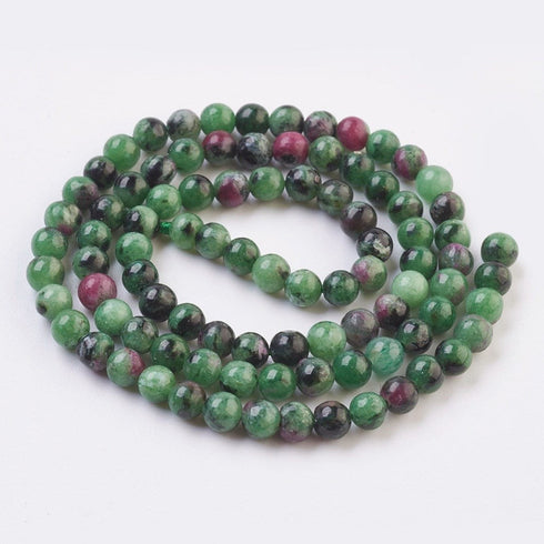 Ruby In Zoisite Round Beads 6mm