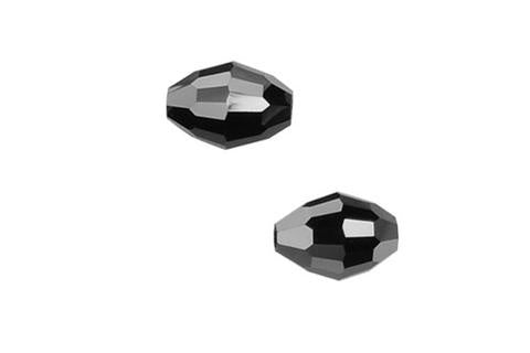 Faceted Oval Jet (Hematite 2X) 6X4mm 4pc