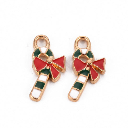 Candy Cane Charm Light Gold 5pc