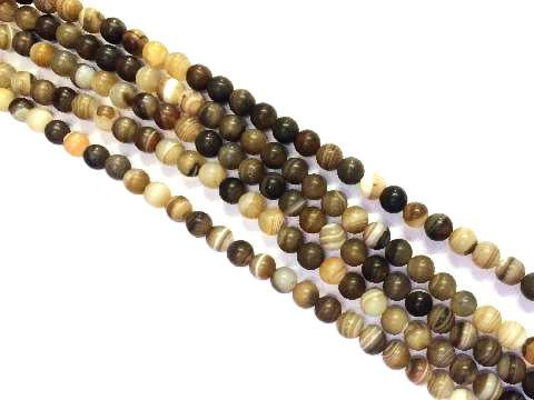 Matte Brown Sardonyx Round Beads 6mm