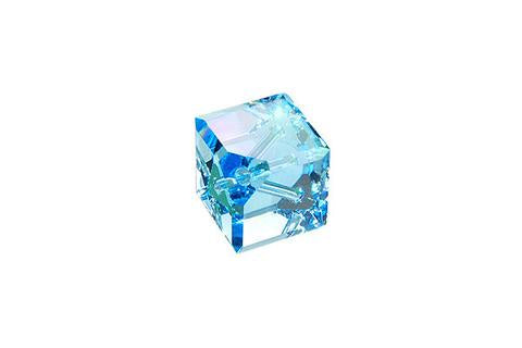 Diagonal Cube Aquamarine (AB) 6mm 2pc
