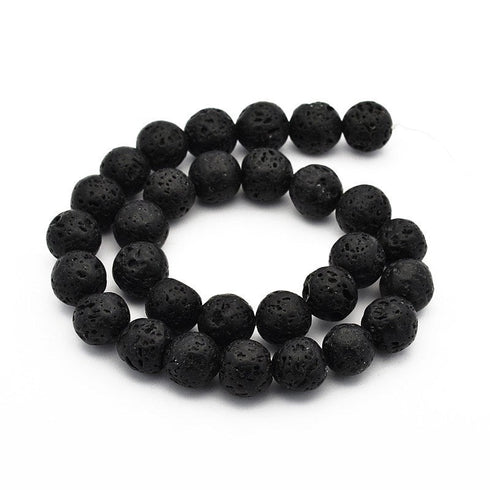 Lava Black Round Beads 8mm