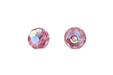 Faceted Round Light Rose (AB2X) 8mm 4pc