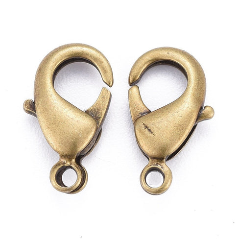 Lobster Clasp Antique Brass 12X7X3mm 6pc