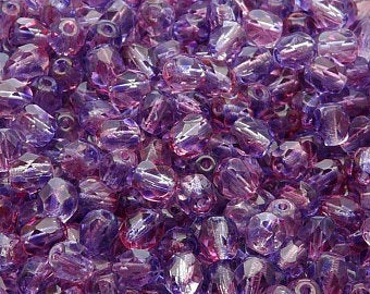 Crystal Red Violet Two Tone Color Faceted 6mm