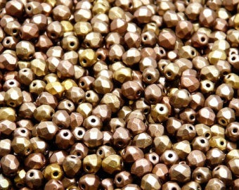 Crystal Bronze Gold Rainbow Matte Faceted 4mm