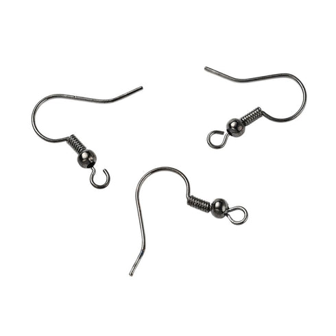 Earwire With Ball Gunmetal On Brass 6pc