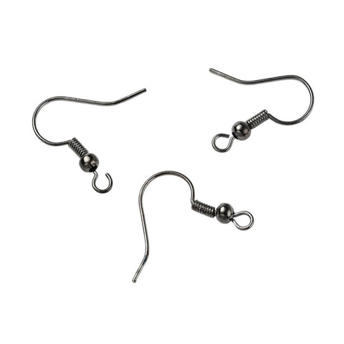 Earwire With Ball Gunmetal On Brass 6pc