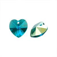 Heart Pendant Blue Zircon (AB) 10mm 4pc