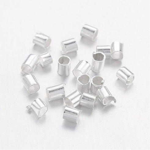 Silver Plated Brass Crimp Tube 1.5mm 100pcs