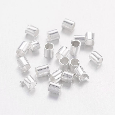 Silver Plated Brass Crimp Tube 1.5mm 100pcs