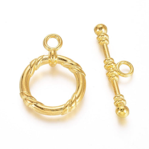 Large Golden Alloy Toggle Clasp 2 Sets