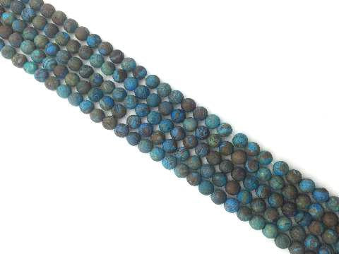 Matte Blue Wooden Jasper Round Beads 6mm