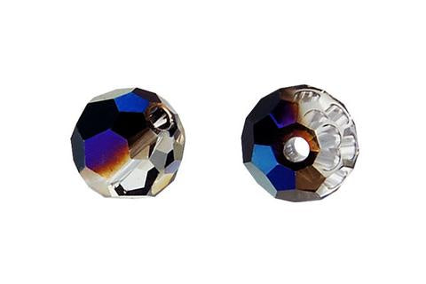 Faceted Round Crystal (Metal Blue) 6mm 8pc