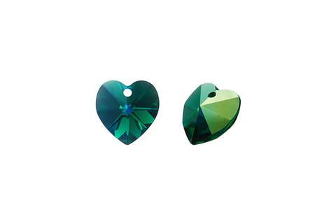 Heart Pendant Emerald (AB) 10mm 4pc
