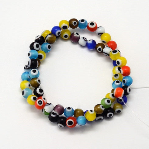 Handmade Evil Eye/Mixed Color Round Beads 6mm