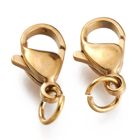 Stainless Steel Clasp Golden 12X7X3.5mm 6pc