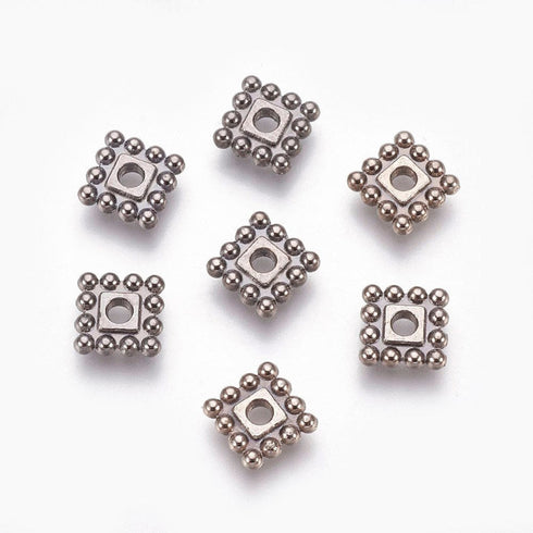 Tibetan Style Square Spacer Gunmetal 7mm 12pc