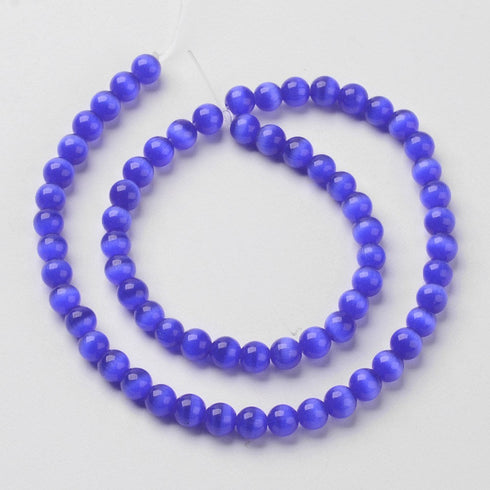 Cat Eye Bead Medium Blue Round Beads 8mm
