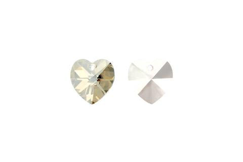 Heart Pendant Crystal (Silver Shade) 14mm 2pcs