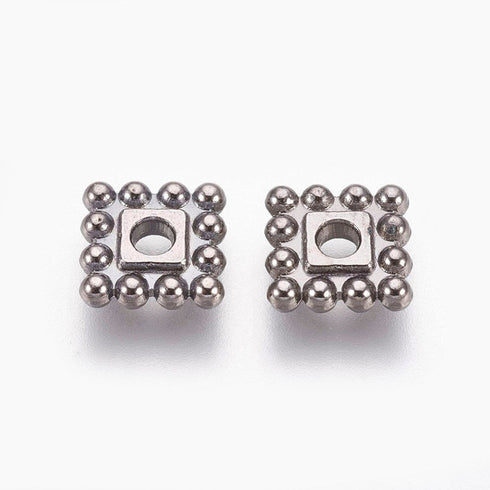 Tibetan Style Square Spacer Gunmetal 7mm 12pc