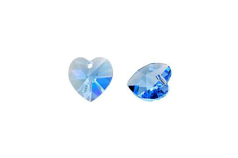 Heart Pendant Light Sapphire 14mm 2pc