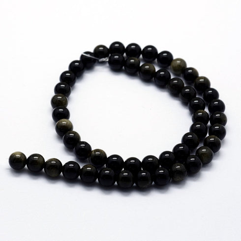 Golden Sheen Obsidian Round Beads 6mm