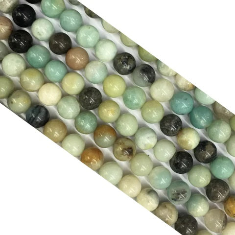 Black Cloudy Amazonite Round Beads 4mm