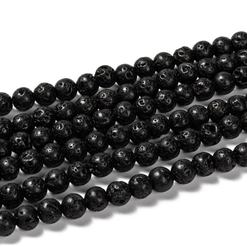 Black Lava Beads Round 6 mm