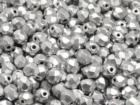 Crystal Bronze Silver Matte Faceted 6mm