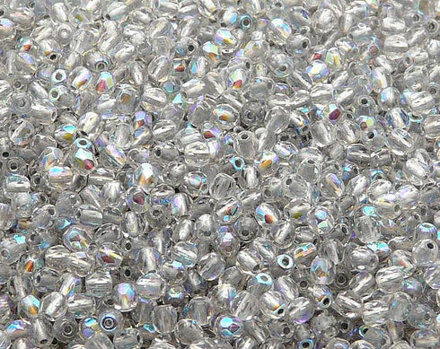 Crystal Silver Lined AB Faceted 4mm