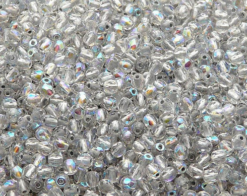 Crystal Silver Lined AB Faceted 4mm
