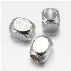 Cuboid Brass Spacer Silver Color 2X4X2mm 12pc