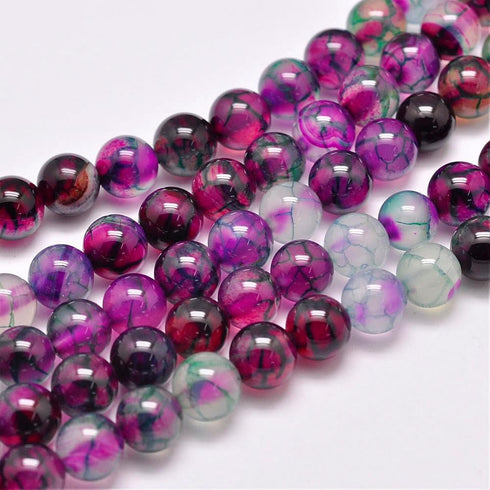 Fire Agate Purple Dyed Round Beads 8mm