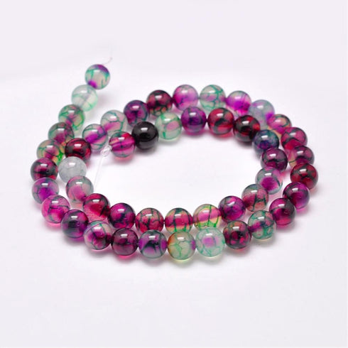 Fire Agate Purple Dyed Round Beads 6mm