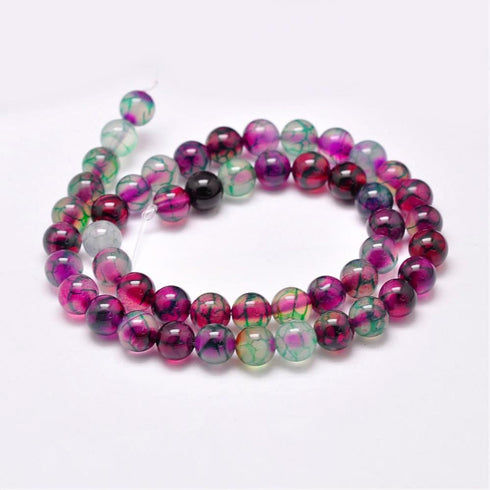 Fire Agate Purple Dyed Round Beads 8mm