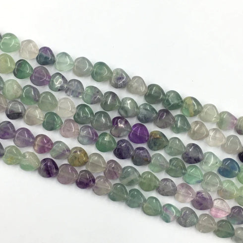 Fluorite Heart Beads 10mm