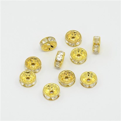 Clear Rhinestone Spacer Gold Color 8mm 12pcs