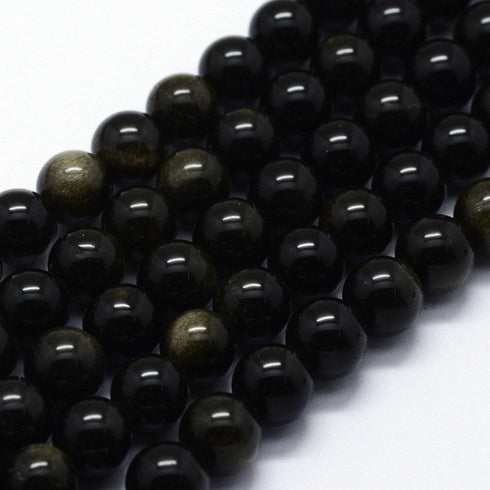 Golden Sheen Obsidian Round 8mm