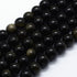 Golden Sheen Obsidian 8 mm Round Gemstone Strand