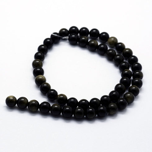 Golden Sheen Obsidian Round Beads 6mm