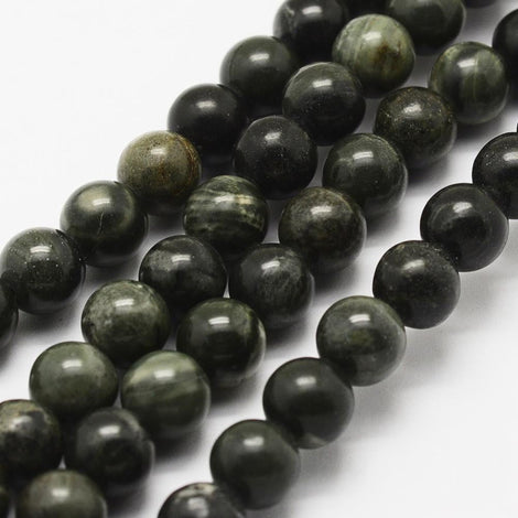 Green Wood Lace Stone Round 8 mm