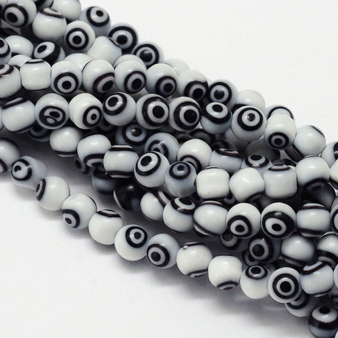 Handmade Evil Eye/Black Round Beads 6mm