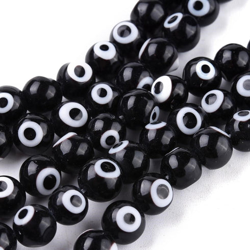 Handmade Evil Eye/Black Round Beads 6mm